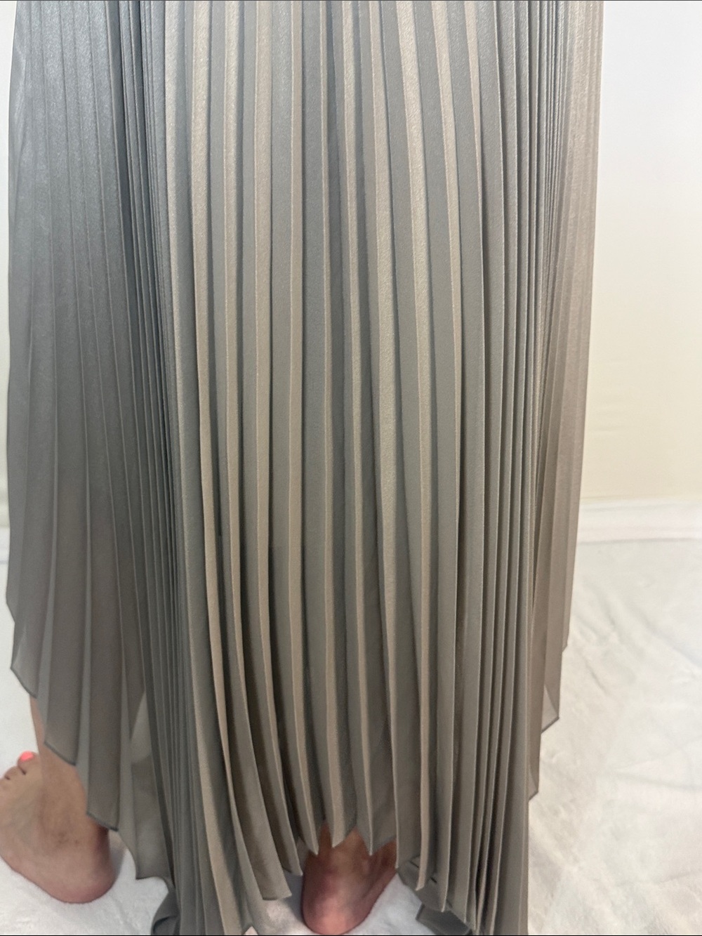 ALLSAINTS SILVER PLEATED MAXI DRESS SZ L - Picture 8 of 8